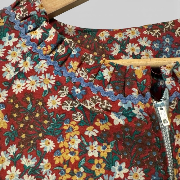 Vintage 60s Floral Dress with Zipper Ruffle Details Pockets Cottage Boho - Picture 4 of 7